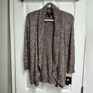 IZ Byer XL Womens Half Sleeve Brown and White Tie Sweater Warm Layering NWT